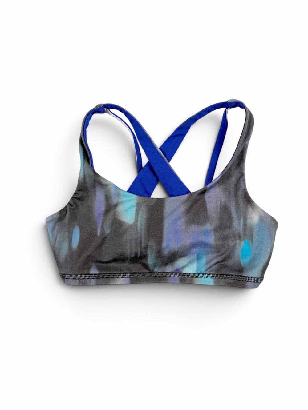 ivivva Cross Back Sports Bra Blue Abstract Print Size 10